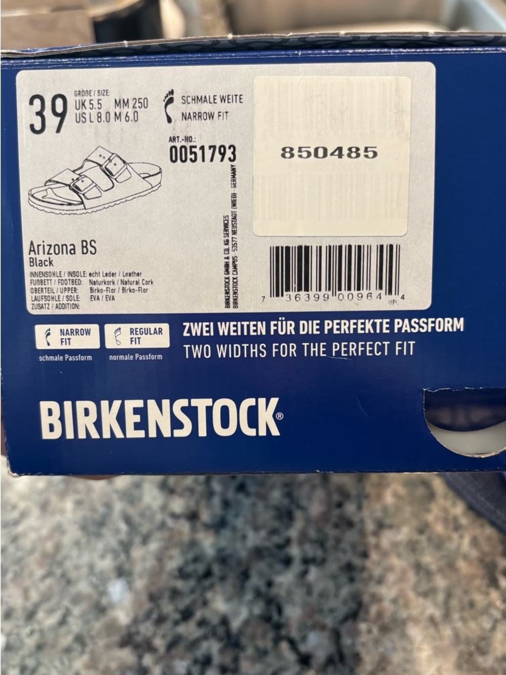 Birkenstock Black Arizona Two-Strap Sandals